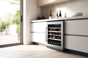 Método de armazenamento de vinhos, com adega elétrica climatizada.